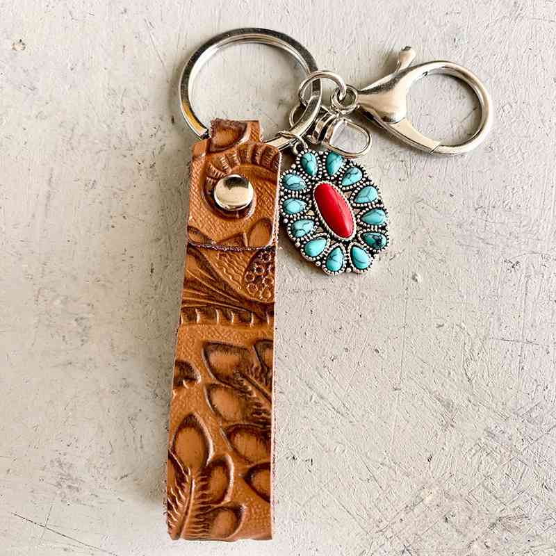 Turquoise & Leather | Keychain