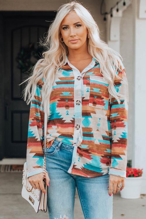 Aztec Printed Button Up | Long Sleeve Shirt