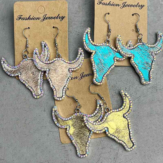 Rhinestone Bull  |Earrings
