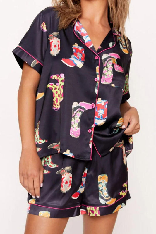Boots Button Up Top and Shorts | Lounge Set